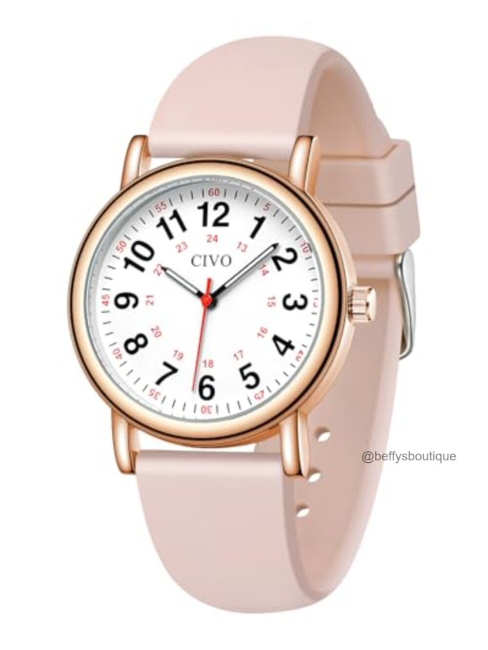 CIVO Nurse Watch Analog Waterproof Second Hand Silicone Stainless Steel